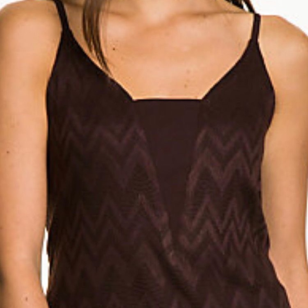 Le Chateau Brown lace v-neck tank top size XL